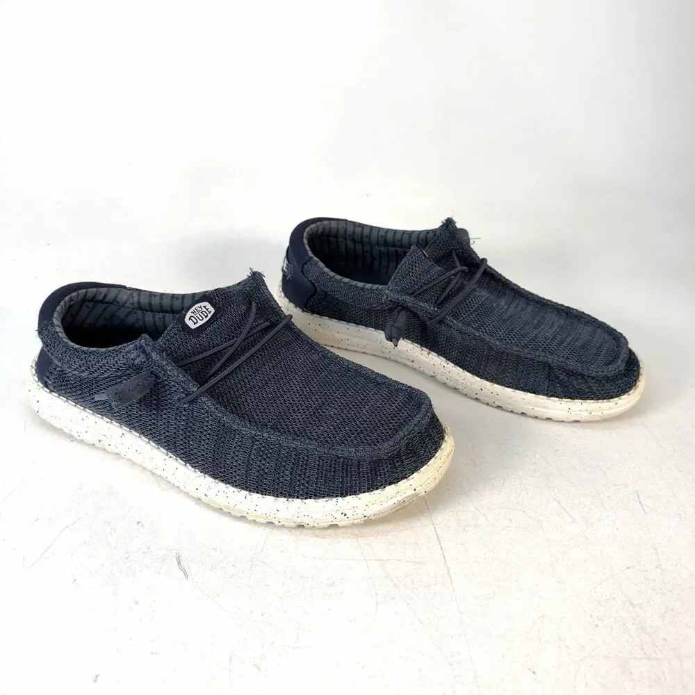 Hey Dude Wally Stretch Sox Navy Men's slip on shoes Sz 8 41898-410